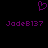 Purple pixelated heart symbol above two identical lines of purple text reading "JadeB137" on a black background.