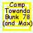 Four identical yellow square icons with white borders display brown text reading "Camp Towanda Bunk 78 (and Max)" in pixelated font.