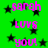 Green background with black stars and pink text reading 'sarah loves you!' repeated in a pattern