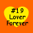 Four identical yellow heart-shaped icons with black text on an orange background, each displaying #19 Lover Forever.
