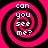 Four identical pink and black spiral patterns arranged in a , each containing white text reading 'can you see me?' with pixelated font