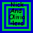 Four identical pixelated squares with green and blue borders display "Nick And Olivia 4eva" text, each square showing a different border configuration.