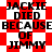 Red and white checkered background with repeated black text reading "JACKIE DIED BECAUSE OF JIMMY" in pixelated font.