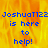Blue pixelated text on a yellow-orange flame background reads 'JoshuaT122 is here to help!' in four repeated sections.