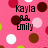 Pink polka-dot background with brown, white, and red dots; black text reads 'Kayla', 'xx', 'Emily', 'Best Friends For Ever. <8 8' on left side.