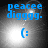 Blue text 'peaceee digggg.' above a gray gradient background with a smiling face emoticon and subtle light effects.