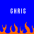 Blue background with two identical white pixelated text labels 'GHAIS' above orange flame-like shapes at the bottom.