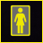 A 4x3 contact sheet of a pixel art animation featuring a yellow stick figure and repeated text "proud owner of a vagina!" in red and yellow on black background with yellow borders.