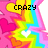 Pixelated rainbow zigzag pattern with pink hearts and white hearts on a pink background, displaying text fragments 'CRAZY', 'IN', and 'LOVE!!!'