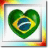 Static 48x48 pixel icon featuring a heart-shaped Brazilian flag design with green, yellow, blue, and white colors inside a gray frame on a gradient background.