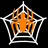 Animated spider web icon with orange and white elements on black, white, and orange backgrounds.