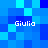 Pixelated blue background with four instances of the text 'Giulia' in white pixel font at top-left, top-right, bottom-left, and bottom-right positions