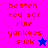 Pixelated text and star icons on split background with red, pink, blue, purple colors.