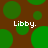 Brown background with green circles and white text reading "Libby." in four positions.