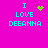 Pixelated text 'I LOVE DEEANNA' on bright pink background with green heart and starburst symbols in four variations.