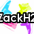 Pixelated text fragments 'ZackH', 'is da', and 'best' appear over a background of blue, yellow, pink, and purple star shapes on white.