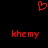 Red pixelated heart symbol above two identical red text strings on black background.
