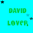 Green text 'DAVID' and 'LOVER' on cyan background with scattered black and blue stars, arranged in a pattern