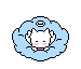 Pixelated angelic figure with closed eyes, pink cheeks, and halo inside light blue cloud, shown in three states with varying 'Z' sleep symbols.
