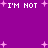 Purple background with repeated white text 'I'M NOT' and pink star shapes scattered across the image.