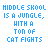 text-based icons displaying 'MIDDLE SKOOL IS A JUNGLE, WITH A TON OF CAT FIGHTS' in various colors and styles