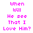 text-based icons with pink and red color scheme displaying the phrase "When Will He see That I Love Him?" in pixelated font