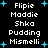 Black background with white pixelated text listing names and blue star shapes scattered throughout.