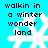 Pixelated text and snowflake icons on a cyan background, with visible animation changes between frames.