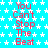 Cyan background with white star pattern, red text "You Can't Stop The Beat" repeated vertically in three , gray rectangle in bottom-right corner