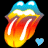 Pixelated animated buddy icon featuring stylized lips and tongue with heart symbols, displayed as a contact sheet of two frames on black background.