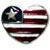 Static 50x50 pixel icon shaped like a heart containing the American flag design with visible stars and stripes, rendered in low-resolution pixels on white background.