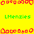 Yellow background with red pixelated shapes and green text reading "LMenzies" repeated across the image.