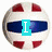 A volleyball-themed icon with red and white , blue background strip, and changing text overlays in cyan or purple fonts
