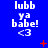 Blue background with repeated white text 'lubb ya babe! <3' in three , red plus and X symbols scattered across the