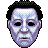 Pixel art of a human face with pale blue skin, black hair, and a neutral expression against a gray background.