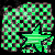 Green star icon with checkered background in pixelated style, showing animation frames where the star's outline shifts position