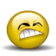 Yellow circular emoji with closed eyes and mouth opening from teeth to tongue, showing progression of laughter.