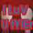 Animated icon with red background showing text overlays: 'ILuV U fYIEr' in blue, 'llysm' in pink, and '<3 My grlz' in teal.