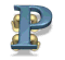 Blue 3D letter P with golden circular shapes behind it, displayed in a of six identical static images