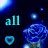 Animated contact sheet of 18 frames showing a blue rose and heart icon with changing text over time, set against a dark background with light sparkles.