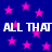 Blue background with pink stars and repeated white text "ALL THAT ALL THAT" in two