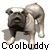 A 4-frame animated contact sheet showing a bulldog mascot in different poses with