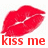 Red lips with white highlights on a white background, accompanied by red text reading 'kiss me' below the left pair of lips.