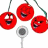 Animated cherry icons with expressive faces on white background, green text 'OriginalIcons.com' on dark green