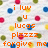 Pixelated orange text reads 'i luv u lucas plziz forgive me' over a white background with scattered colored dots.
