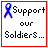 Two side-by-side square with red borders, each containing a blue-purple ribbon icon and pixelated text on white backgrounds