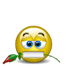 Yellow circular face with blue eyes and black eyebrows, holding a red chili pepper in its mouth, multiple speech bubbles display text variations.