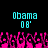 Two identical cyan text blocks reading 'Obama 08' above a pink pixelated crowd with raised hands on a black background.