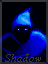 Four vertical display a shadowy figure with glowing eyes and a pointed hat, each showing the same pose but different color variations of blue, green, red, and gray