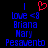Blue pixelated text on black background with red heart symbol above first line, showing name sequence 'love <3 Briana Mary Pesavento' in two identical vertical